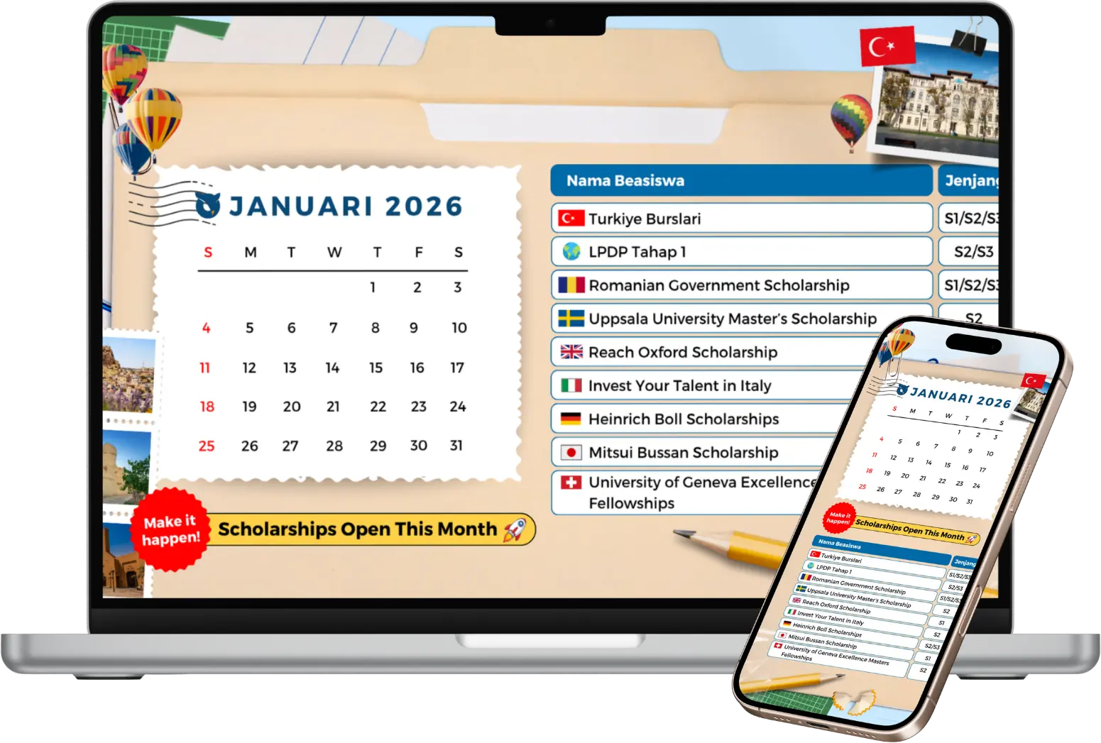 MOCKUP KALENDER WALPAPER 2026 JAN